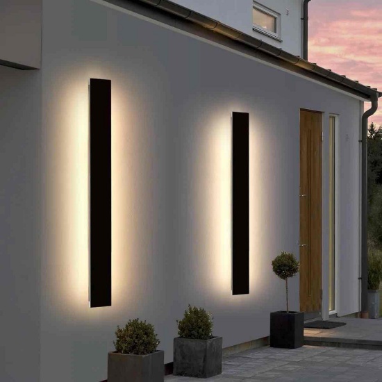 59" Modern Black Waterproof LED Linear Outdoor Wall Sconce for Exterior Porch or Garden