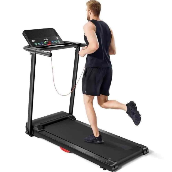 P8 Foldable Treadmill 14KM/H, 12 Built-in Programs, with Heart Rate Sensor, Dual Cushion System, 265