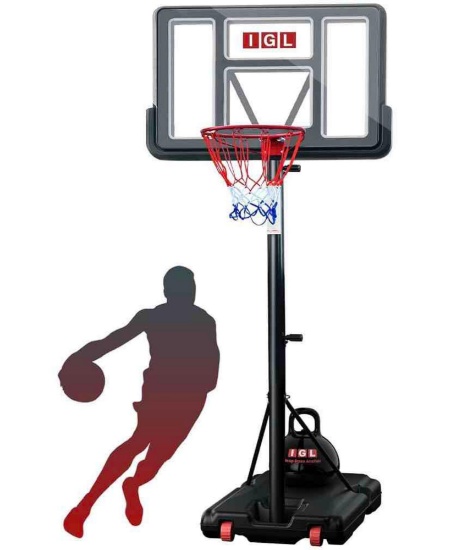 IGL Portable Basketball Hoop, 5.6-10FT Adjustable Basketball Goal System, 40/44 Inch Outdoor