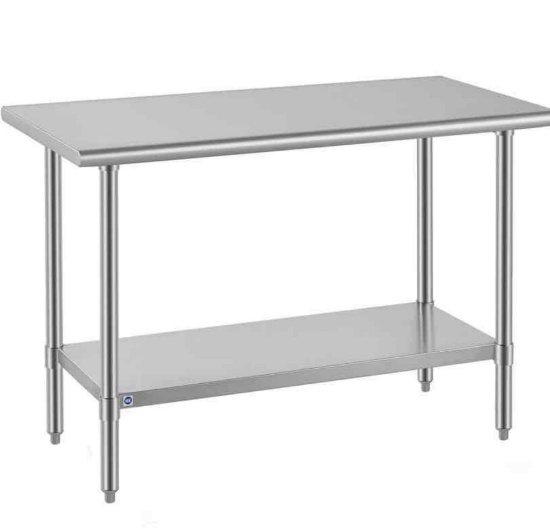 ROCKPOINT All Stainless Steel Table for Perp & Work 24x48 Inch,Commercial Heavy Duty Workbench with