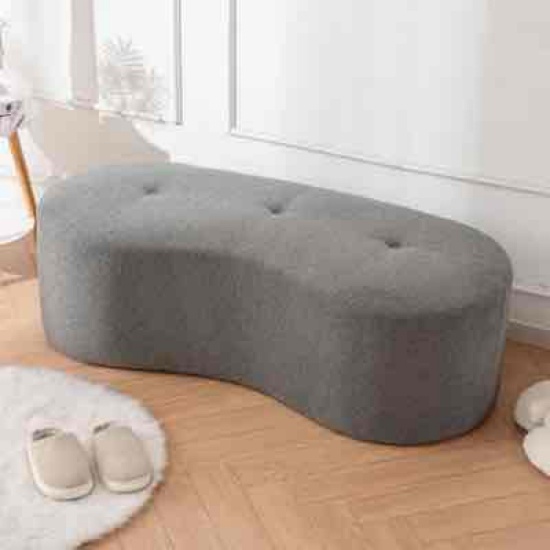 Modway Nimbus 48 Inch Curved Ottoman Bench in Oat - Soft Fabric Chenille Ottoman - Versatile Bedroom