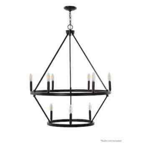 allen + roth Williamsburg 9 -Light Black Metal Chandelier
