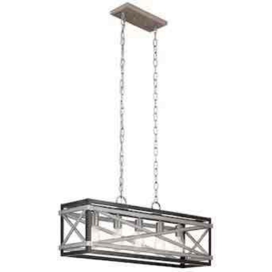 Kichler Stetton 5 -Light Anvil Iron and Distressed Antique Grey Farmhouse Linear Large Hanging
