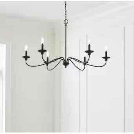 allen + roth Providence 6 -Light Black Traditional Linear Large Hanging Pendant Light