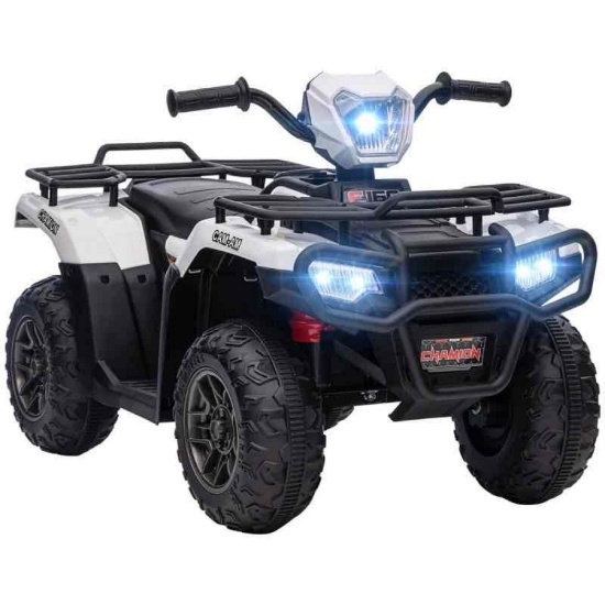 Aosom 12V Electric Toy Car with Forward Backward Function, Music, LED Headlights, for Ages 3-5
