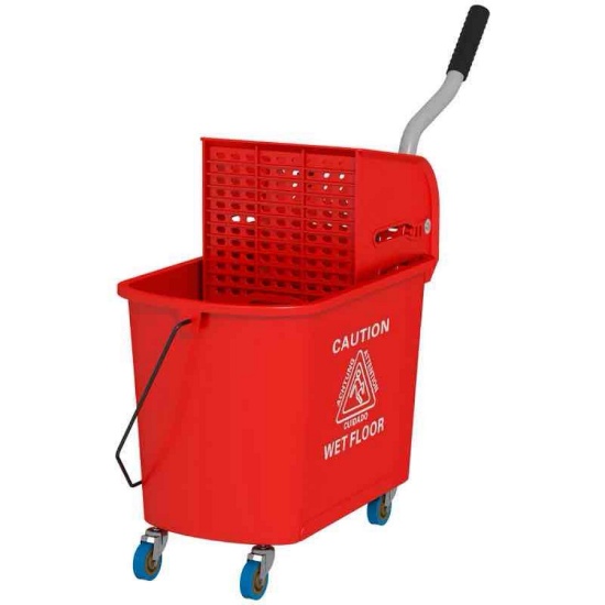 HOMCOM Compact Mop Bucket with Wringer, Mop Bucket on Wheels for Floor Cleaning, 21 Quart, Separate
