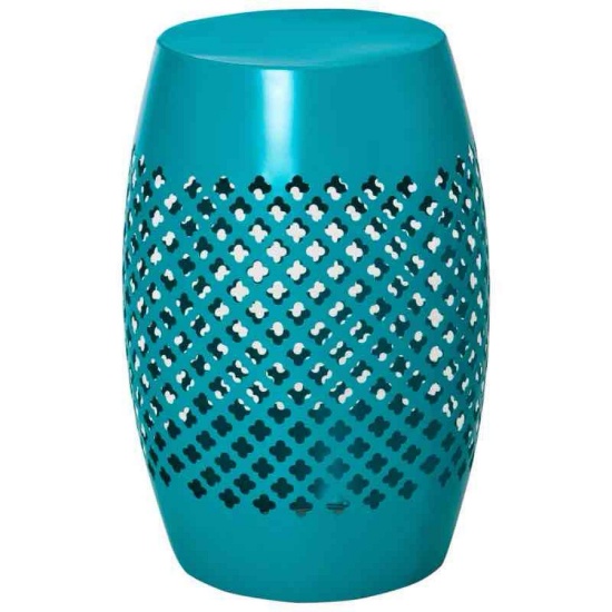 Outsunny 12" Steel Outdoor Side Table, Round Hollow Drum Patio End Table, Accent Table for Indoor