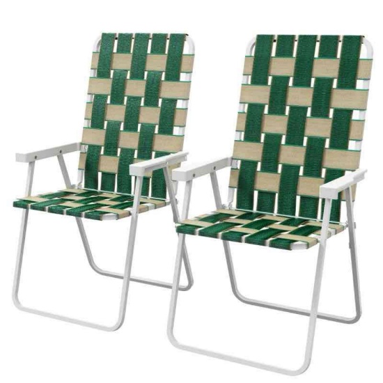Outsunny Set of 2 Patio Folding Chairs, Classic Outdoor Camping Chairs, Portable Lawn Chairs w/