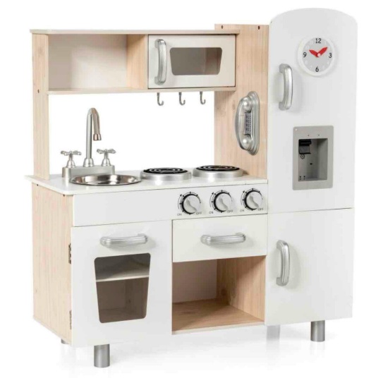 Vintage Play Kitchen Pretend Kids Cooking Playset Toys with Water Dispense