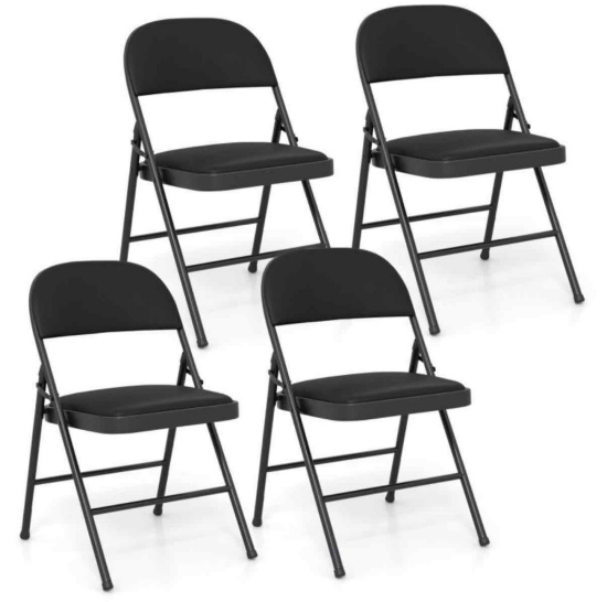 Pack Folding Chairs with Metal Frame and PVC Leather for Indoor Outdoor