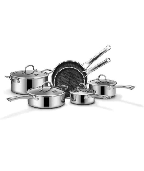 SNOWCLAD Pots and Pans Set Non Stick | Stainless Steel Kitchen Cookware