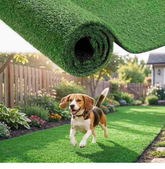 7 FT x 12 FT Artificial Grass Turf - 0.4" Pile Height Extra Large Realistic Fake Grass Rolls with