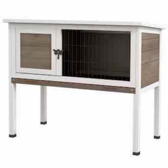 PawHut Elevated Wooden Rabbit Hutch Indoor/Outdoor Bunny Cage