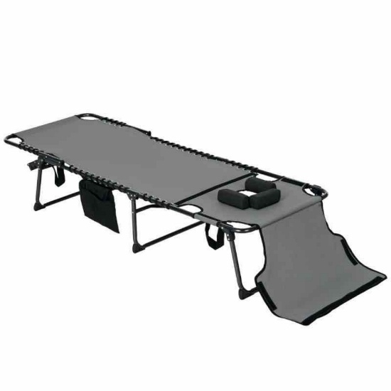 Outsunny Folding Chaise Tanning Lounge Chair w/ 5-level Reclining Back