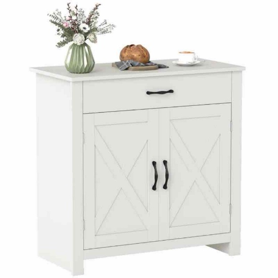 HOMCOM Farmhouse Sideboard Cabinet with Barn Doors