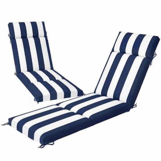 Outsunny Outdoor Chaise Lounge Cushions Set of 2 with 6 Ties