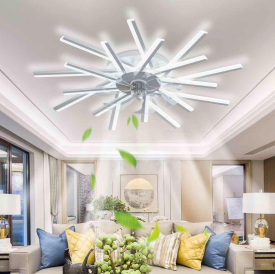 Karlena 52" Modern Large Dimmable Ceiling Fan with LED Lights