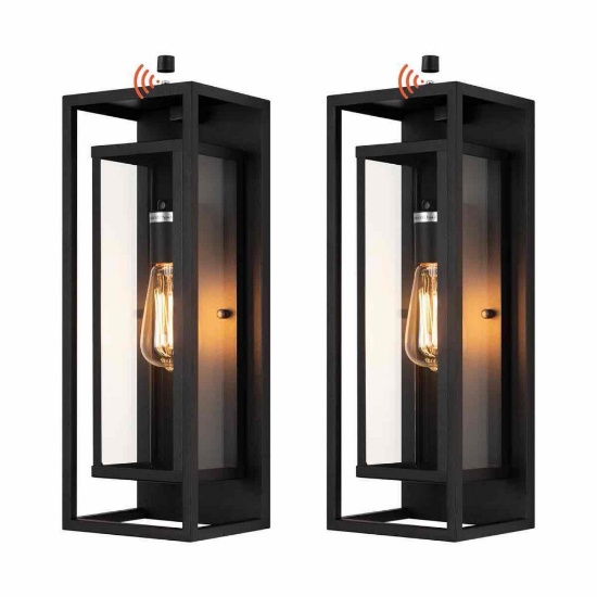 Polikron Classic Outdoor Wall Sconce 1 Light with Dusk to Dawn in Rectangular (Set of 2)
