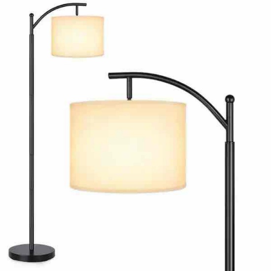 Bronze Floor Lamp with Fabric Drum Shade