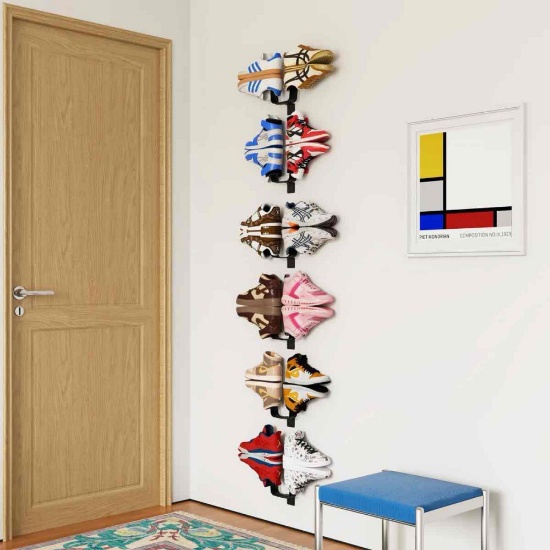 6 Pieces Floating Shoe Rack Wall-mounted, Invisible Floating 12 Pair Shoes Display Shelf