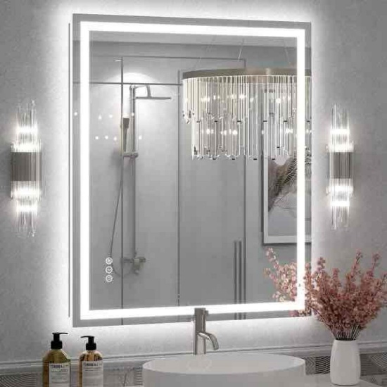 Large LED Bathroom Mirror UL Certified Memory Function Anti-Fog - 36x30