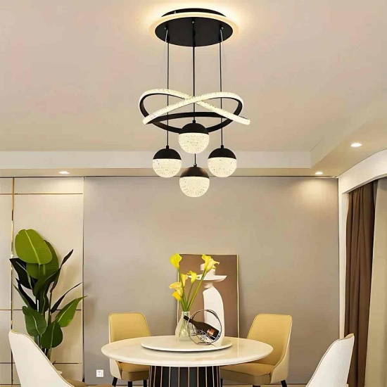 Modern Led Dimmable Crystal Chandelier Pendant Light 3 Color Dimmable Chandelier