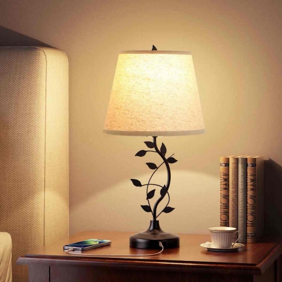 Black Metal Table Lamp with Touch Control and USB A&C
