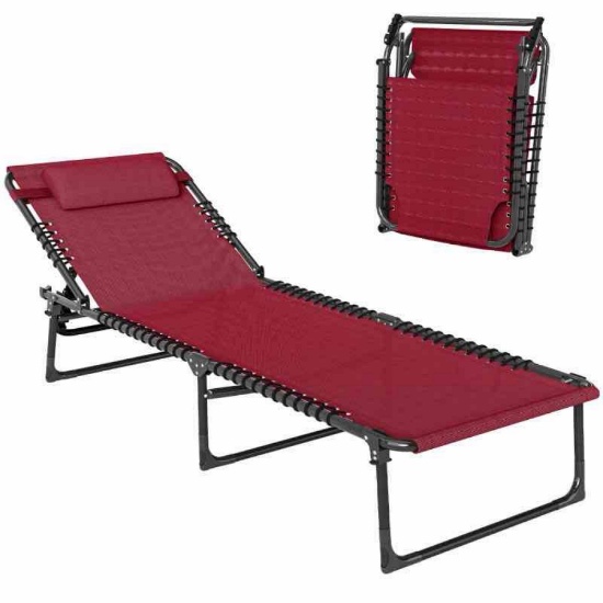Outsunny Folding Chaise Lounge Pool Chair with 4-Position Reclining Back