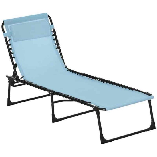 Outsunny Folding Chaise Lounge Pool Chair with 4-Position Reclining Back, Pillow