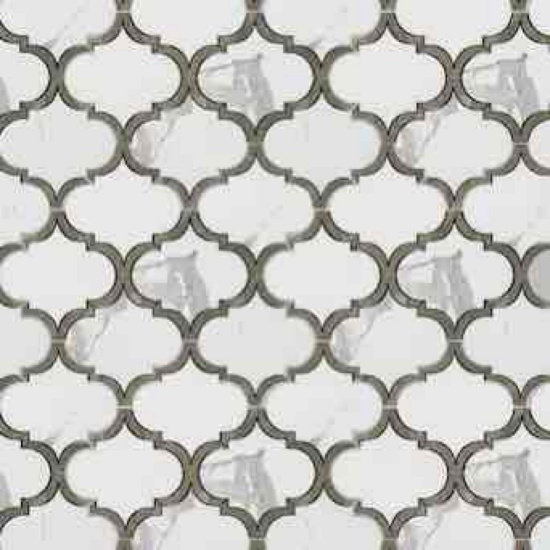 Elida Ceramica Waterjet Arabesque White 10-in x 13-in Polished Porcelain Marble look Arabesque