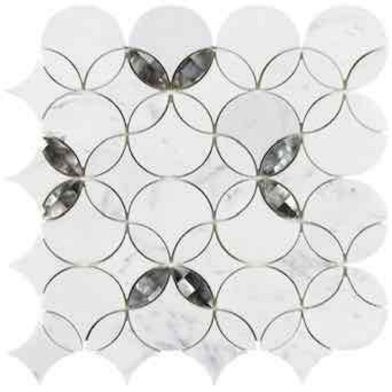Boutique Stone Waterjet Opulent Eclipse Black Pearl 14-in x 14-in Polished Natural stone Marble