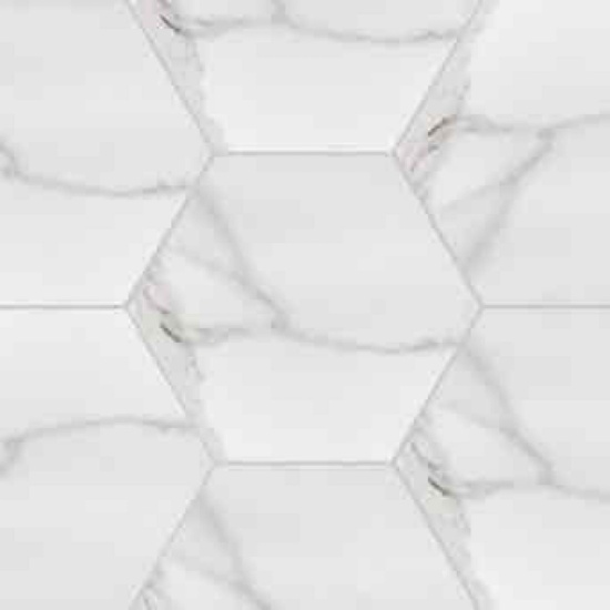 Elida Ceramica Silky Statuario 10-in x 12-in Polished Porcelain Marble look Hexagon Standard Floor