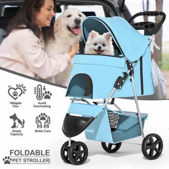 MoNiBloom 3 Wheel Folding Pet Dog Stroller