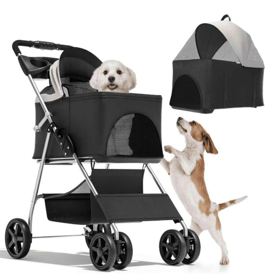 MoNiBloom Pet Stroller for Large Dogs or Dogs Cats up to 55 lbs, Black