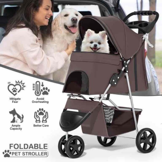 MoNiBloom 3 Wheel Pet Dog Folding Stroller