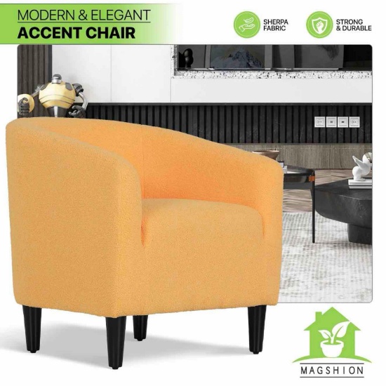 Boucle Fabric Sofa - Barrel Shape Accent Chair