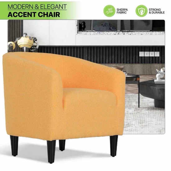 Boucle Fabric Sofa - Barrel Shape Accent Chair