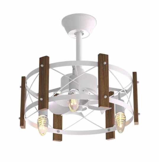 mollie 18" Caged Ceiling Fan with Metal & Wood Cage