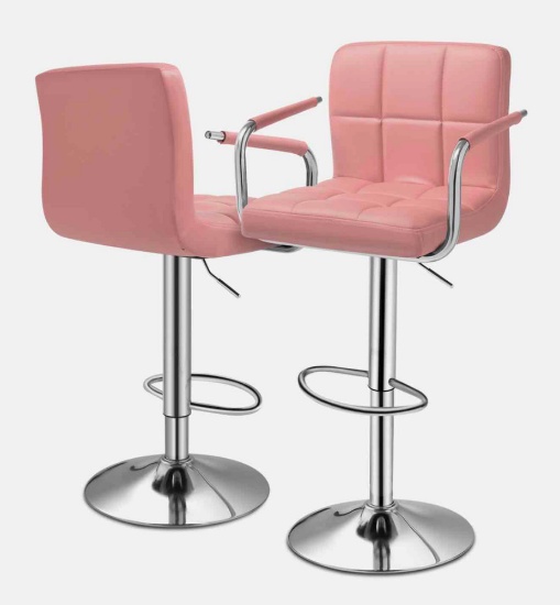 Strip Pattern Bar Stool w/Surrounded Seatback 2 Pcs