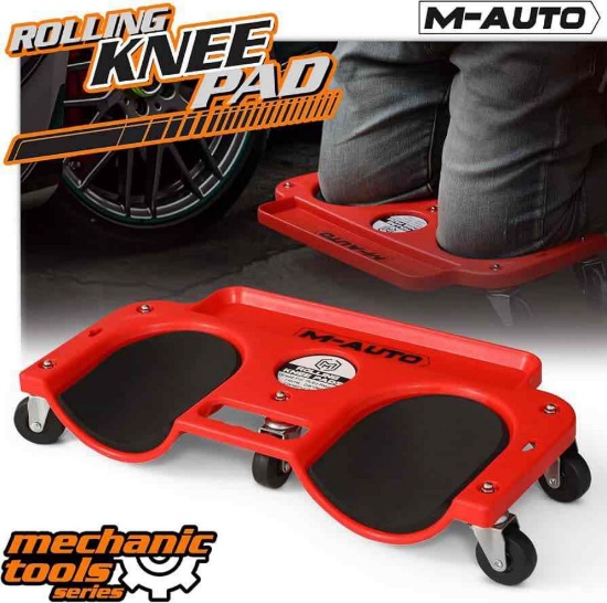 M-AUTO Rolling Knee Creeper Durable Knee Pads with Full 360 Degree Turn Casters and Tool Tray
