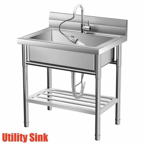 Stainless Steel Utility Sink, Free Standing Single Bowl