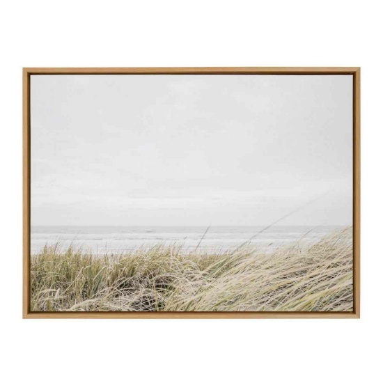 28" x 38" Sylvie East Beach Framed Canvas by Amy Peterson: Contemporary Nature Art, Tan, Nautical