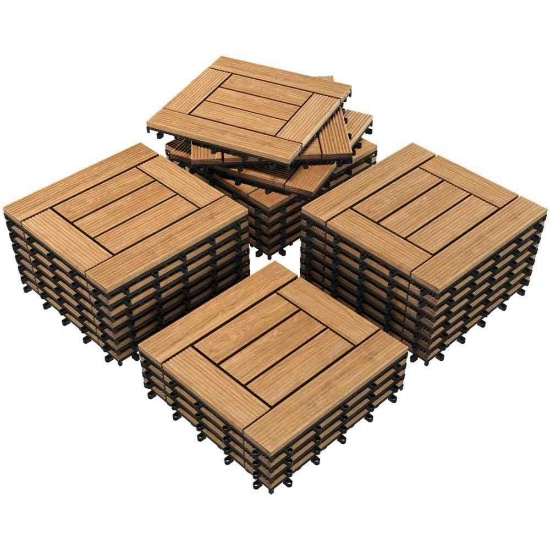 12" x 12" Fir Wood Interlocking Floor Tiles Pack of 27
