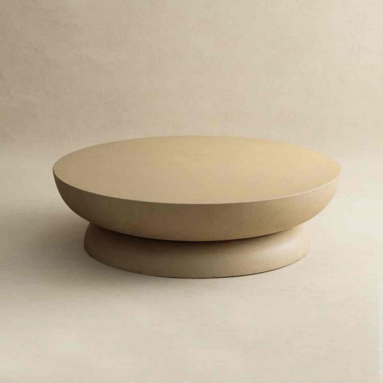 Albert 31.5" Concrete Round Coffee Table with Low-profile Design