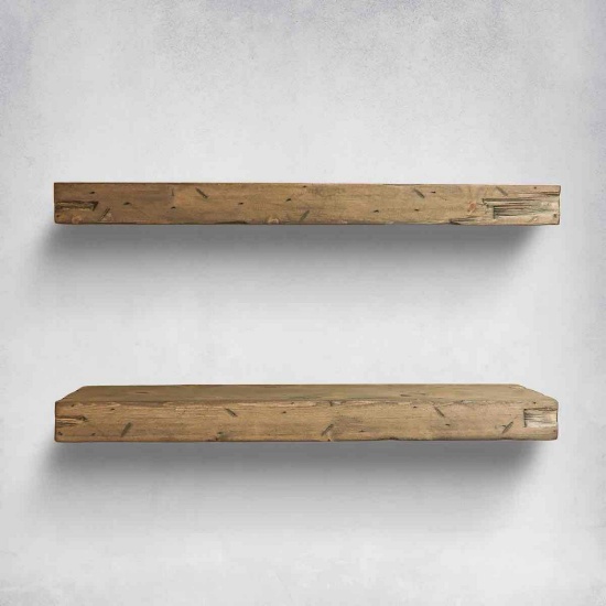 Jesher Solid Pine Wood Floating Shelves (Set of 2)