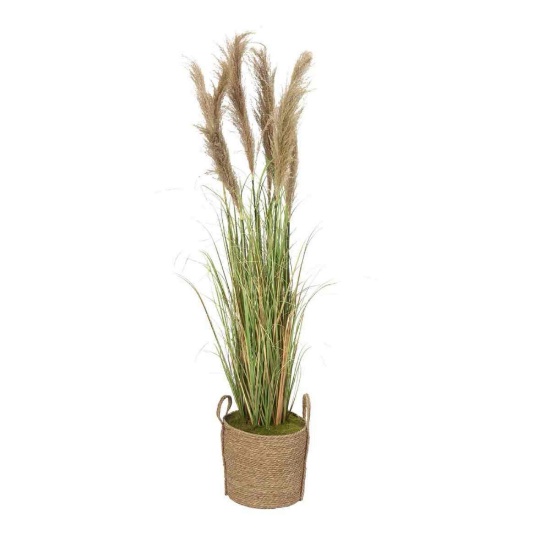 50'' Faux Reed Grass Plant in Wicker/Rattan Basket