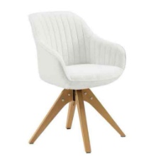 NOVE Off White Fabric Mid-century modern Swivel Accent Arm Chair 19.9 Seat Height