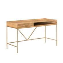 Bilbao Solid Wood Desk & Iron Console Table with Drawer