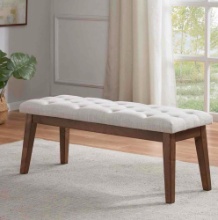 HUIMO Upholstered Bench, Button Tufted Dining Bench