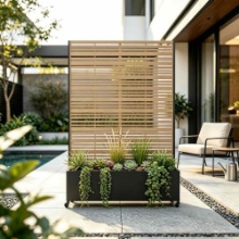 Outdoor Patio Metal Planter Box with Trellis 35 W x 71 H